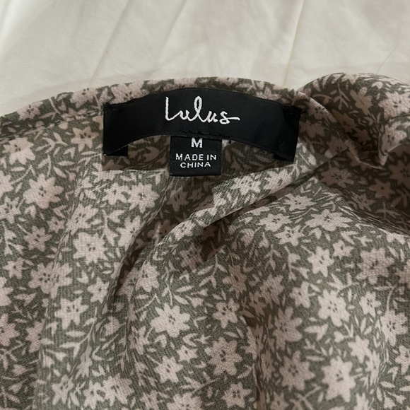 Lulus Times With You Sage Green Floral Print Puff Sleeve Midi Dress Size Medium - Picture 13 of 15